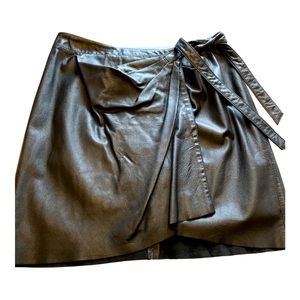 Black Leather Wrap Skirt